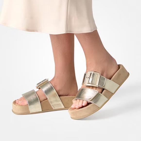 Paul Green 6139-017 aloha slide Sandaletts gold sandals shoes size 6.5 (4UK) NWT